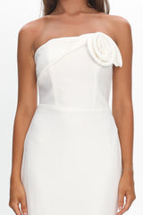 Amellia Off-Shoulder Rosette Maxi Dress White