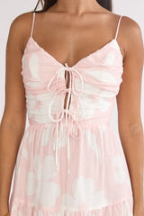 Darelle Tied Bodice Maxi Dress Floral Pink