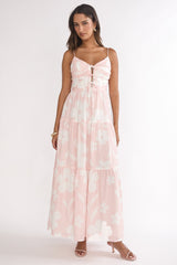 Darelle Tied Bodice Maxi Dress Floral Pink