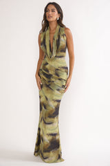 Veya Sleeveless Cowl Maxi Dress Moss
