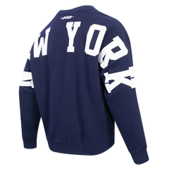 MLB NEW YORK YANKEES WINGSPAN MEN'S DROP SHOULDER FLC CREWNECK (MIDNIGHT NAVY)