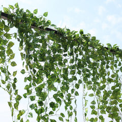 silk, artificial pothos plant, greenery garland, leaf garland, decorative vines#color_green