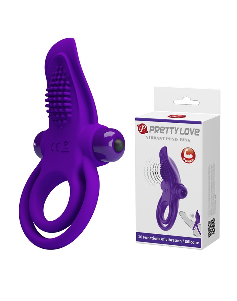 Pretty Love vibrerende cockring met clitoris tong stimulator - Erotiekvoordeel.nl