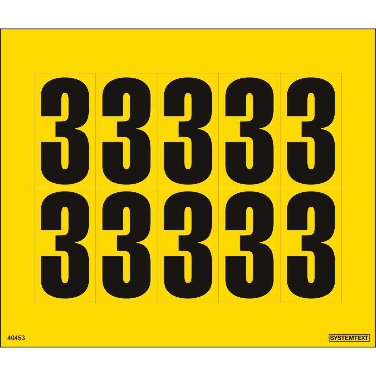 Dekal Systemtext Tallmerking nummer "3" 10 stk/ark