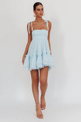 Dream Chaser Frill Hem Babydoll Dress Blue