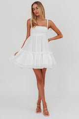 Dream Chaser Frill Hem Babydoll Dress White