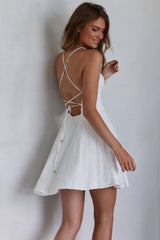 Wishing And Hoping Lace-Up Back Dress White