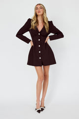 Miracle Button Front Pintuck Mini Dress Black
