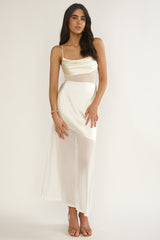 Golden Era Sheer Waist Maxi Dress Oyster