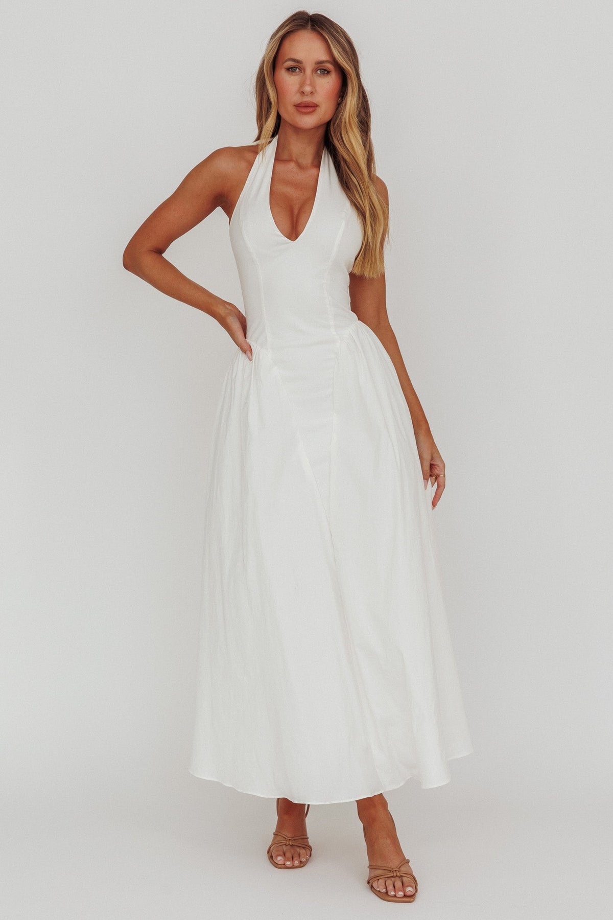 El Corazon Halterneck Maxi Dress Cream