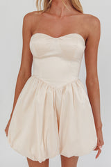 For Love Strapless Balloon Skirt Mini Dress Panna Cotta