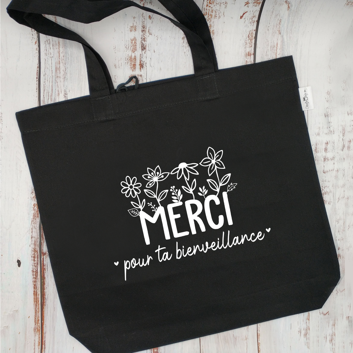 (CHOIX COULEURS) Sac d'épicerie / Sac fourre-tout réutilisable et lavable - MERCI pour ta bienveillance - (Qui se roule pour le rangement)