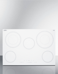 Summit 36" Wide 208-240V 5-Burner White Finish Radiant Cooktop - America Best Appliances