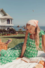 FashionSierra-Casual Square Collar Plaid for Women Vintage High Waist Ruffles Summer 2025 Sleeveless Long Vestidos Boho Dress
