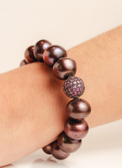 Pulsera Perlas Tahiti y Bola de Zafiro Morado