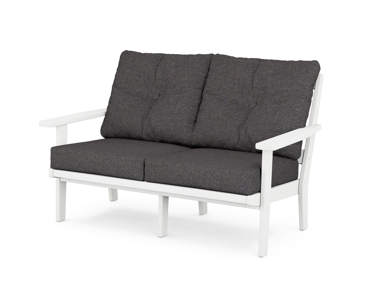 Oxford Deep SeatingLoveseat in White / Ash Charcoal