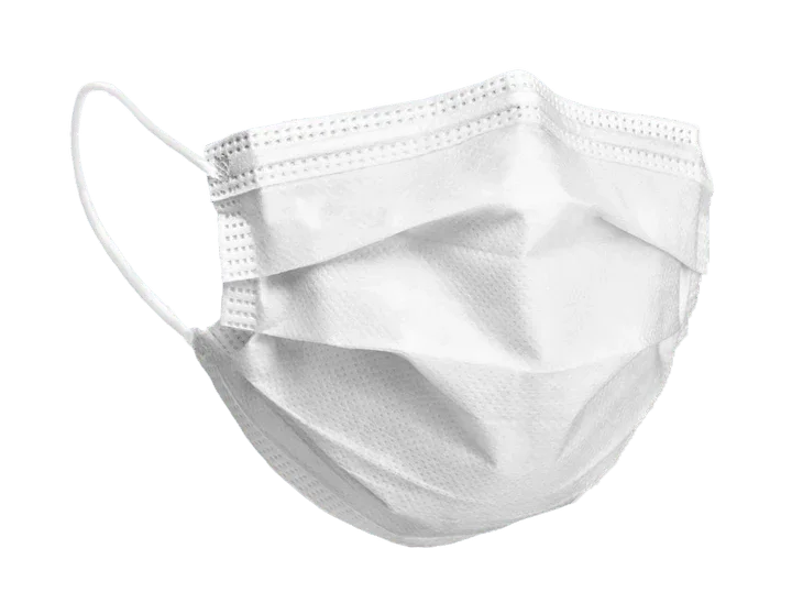 Disposable white medical face mask with ear loops for home care or PPE use