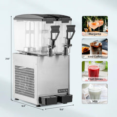 ROVSUN 11” 5.2 Gallon 2-Tank Refrigerated Beverage Dispenser