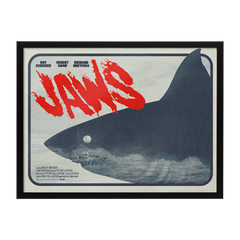 Jaws movie poster by Matt needle in black frame