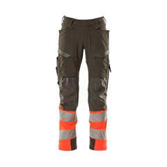 Mascot®Accelerate Safe Bukser Knælommer, Full Stretch 19179 - 511 - 18222 mørk antracit/hi - vis rød