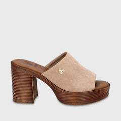 Sandalia Taco Beige Mujer 65920