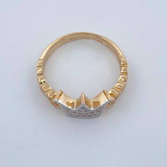 Anillo Corona corazones 2.6gr / T6 3/4 / Dos Oros Amarillo Blanco 18K %