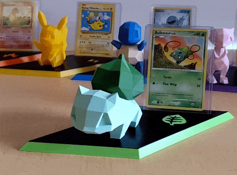 Animated GIF showcasing rotating 3D printable Pokemon Card Stands model by 3Demon