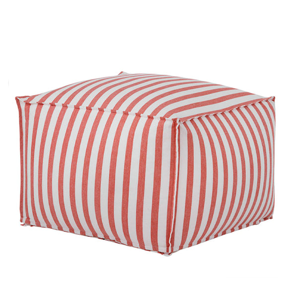 Puff Rimini Coral - By Bungalow Denmark i stor myk pute med korallstripet mønster for dekorativ og komfortabel bruk