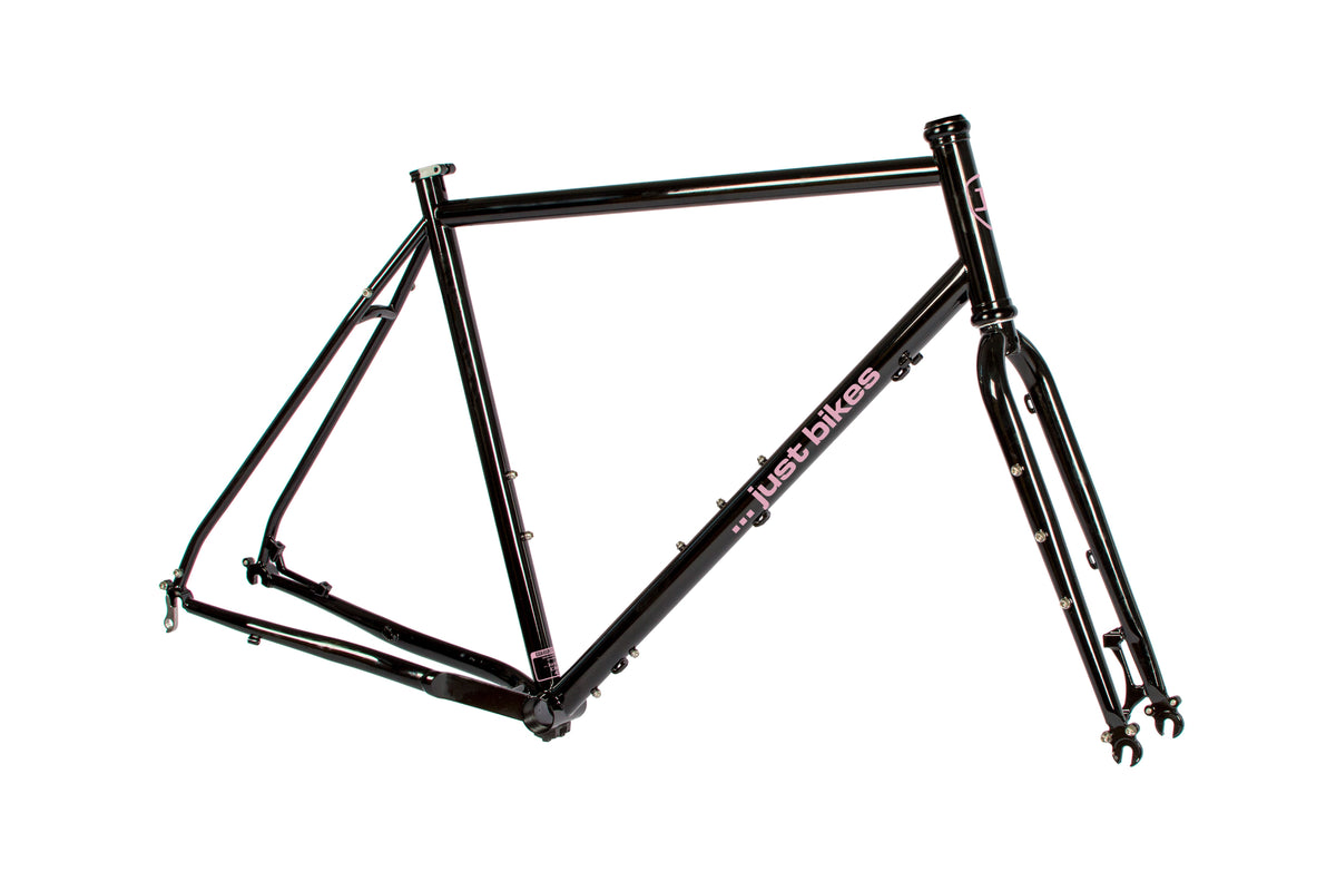 Just Bikes JB02 Gravel Rahmenset Stahl Rahmen Stahl Gabel PM QR Schwarz Glossy ohne Aufkleber