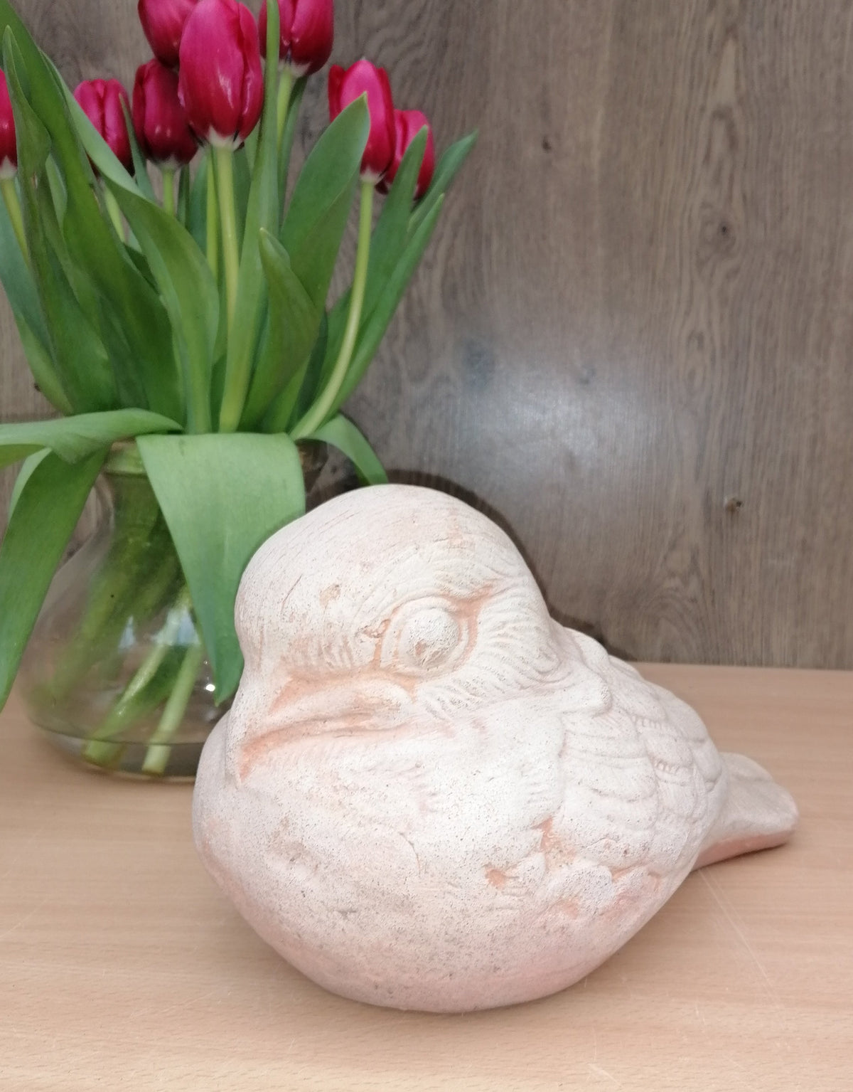 Neu !! B-Ware -  Vogel ca. 25 cm lang aus Terracotta Terrakotta Deko Spatz